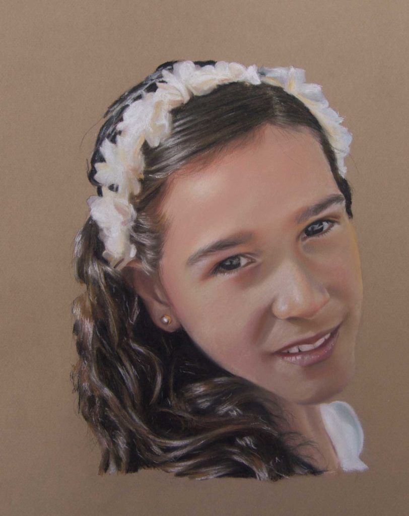 retrato en pastel de Beatriz