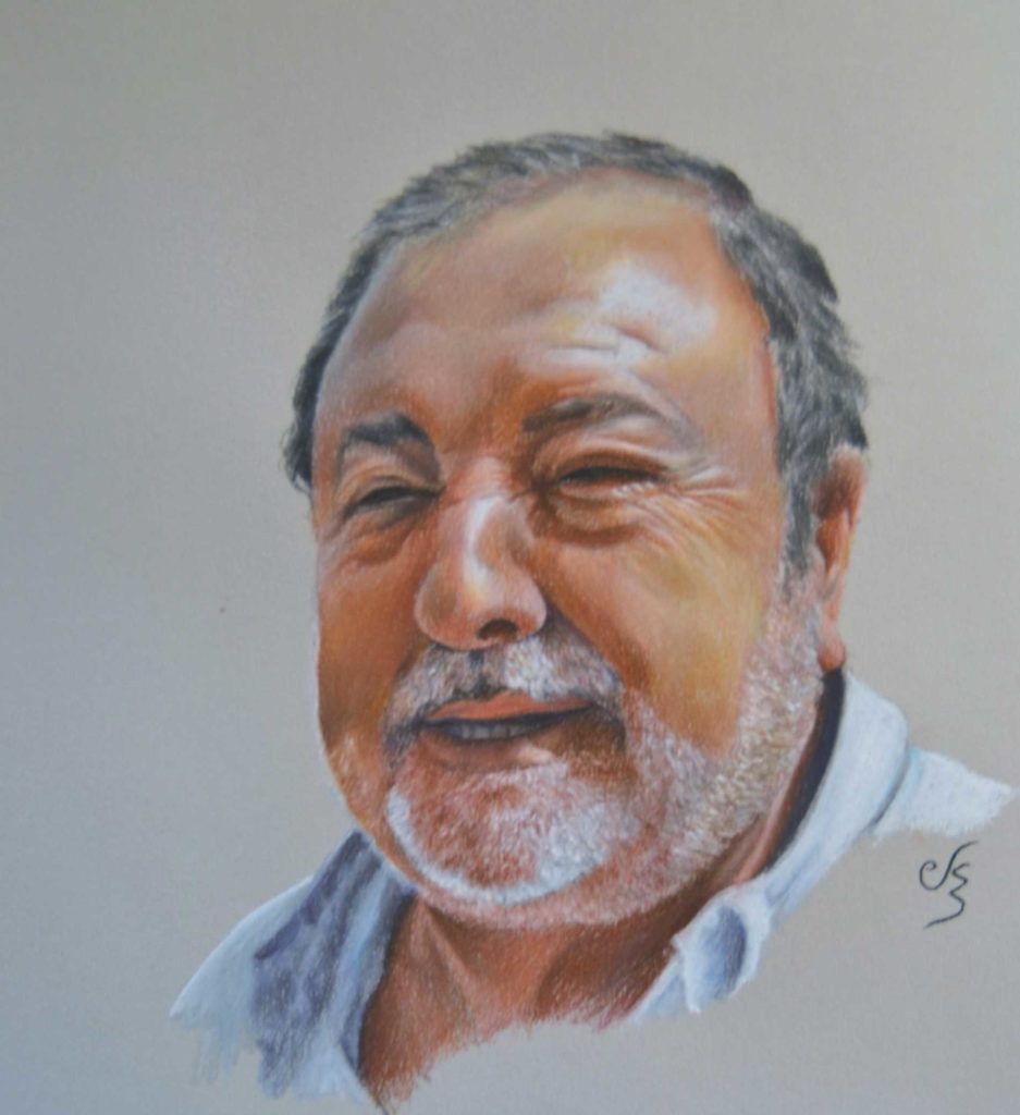 retrato pastel hombre con barba