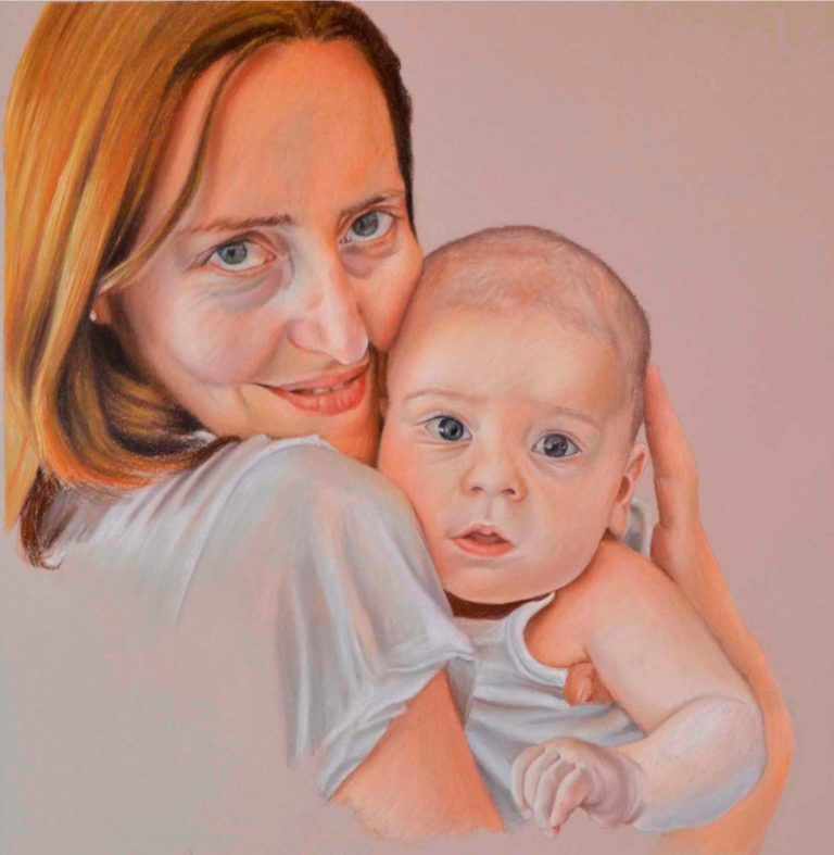 retrato pastel mama y bebe
