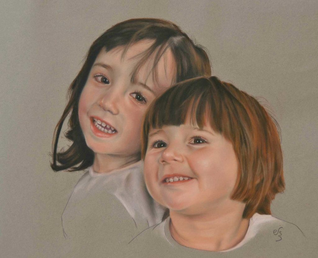 retrato pastel niñas