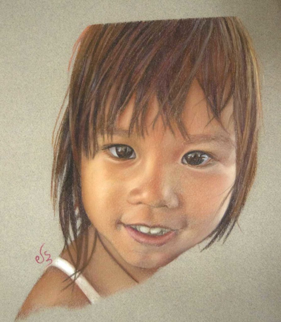 retrato pastel niña